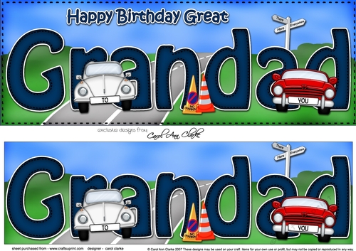 Large DL Happy Birthday GREAT GRANDAD 3D decoupage