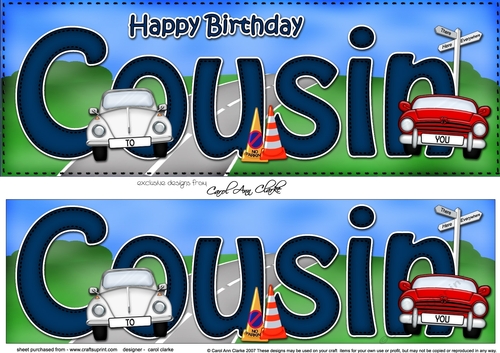 Large DL Happy Birthday COUSIN 3D decoupage