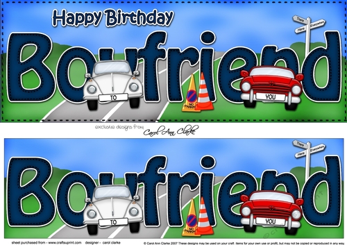 Large DL Happy Birthday BOYFRIEND 3D decoupage