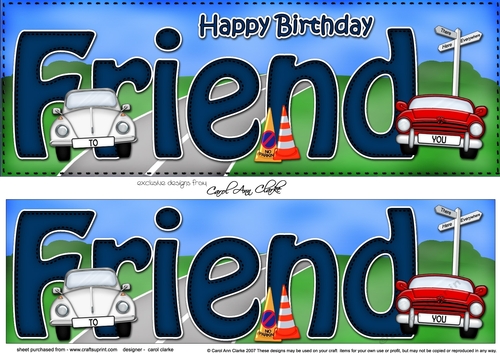 Large DL Happy Birthday FRIEND 3D decoupage