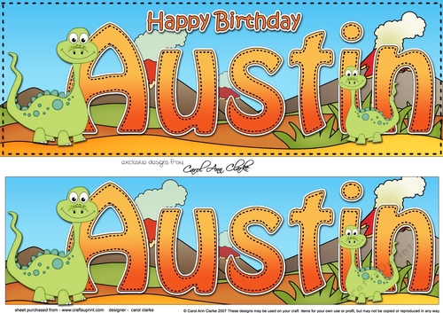 Large DL Happy Birthday AUSTIN 3D decoupage