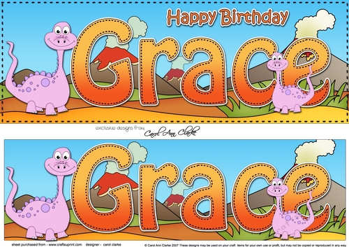Large DL Happy Birthday GRACE 3D decoupage