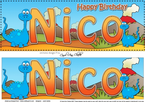 Large DL Happy Birthday NICO 3D decoupage
