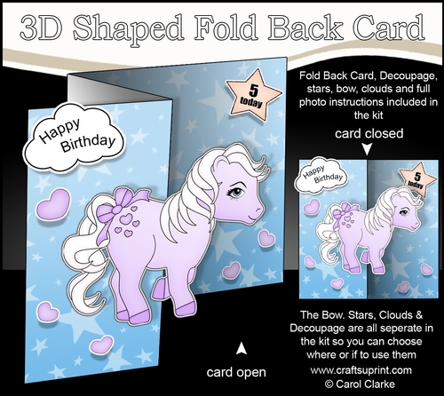 3D Shaped No-Hole Fold Back Mini Kit -   Cute Little Pony Violet