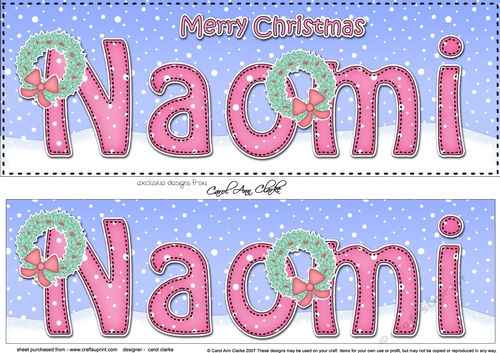 Large DL Merry Christmas NAOMI 3D decoupage 