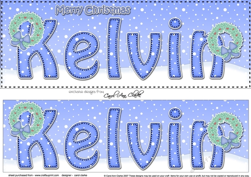 Large DL Merry Christmas KELVIN 3D decoupage 