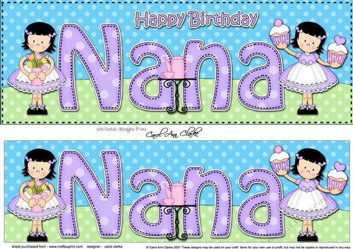 Large DL Happy Birthday NANA 3D decoupage