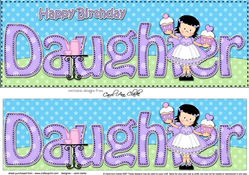 Large DL Happy Birthday DAUGHTER 3D decoupage