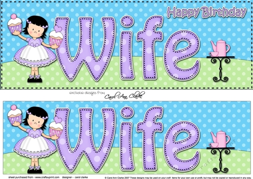 Large DL Happy Birthday WIFE 3D decoupage