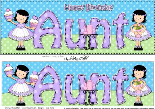 Large DL Happy Birthday AUNT 3D decoupage