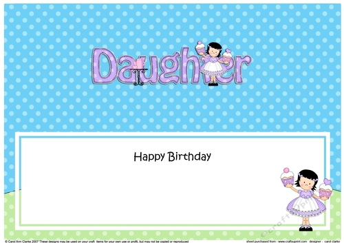 Large DL Happy Birthday DAUGHTER insert