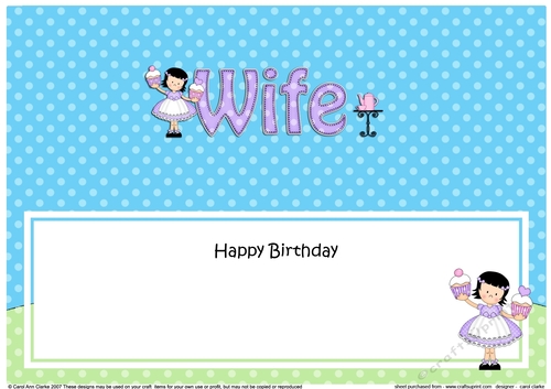 Large DL Happy Birthday WIFE insert