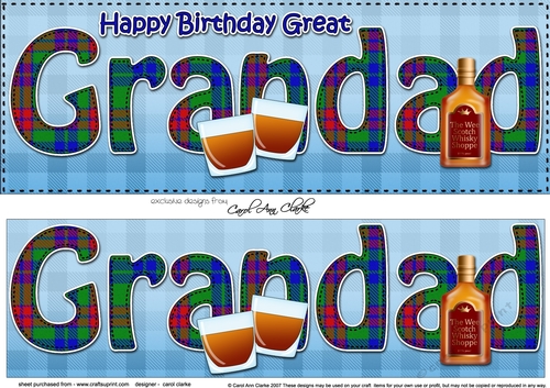 Large DL Happy Birthday GREAT GRANDAD 3D decoupage