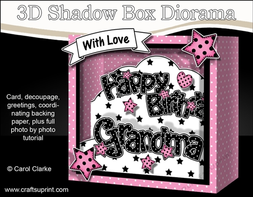 3D Diorama Shadow Box Word Card Mini Kit  -  Happy Birthday GRANDMA