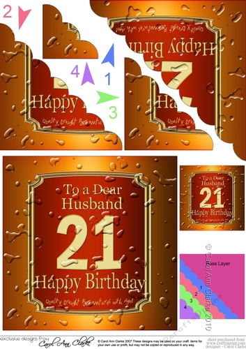 21st Birthday Husband Beer Label Scalloped Corner Stacker