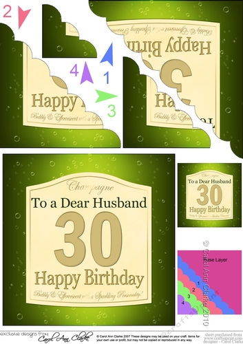 30th Birthday Husband Champagne Label Scalloped Corner Stacker