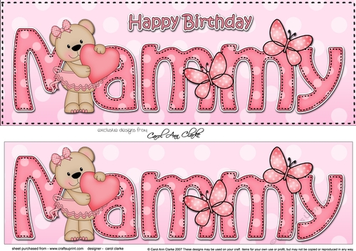 Large DL Happy Birthday MAMMY 3D decoupage