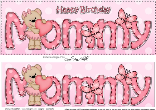 Large DL Happy Birthday MOMMY 3D decoupage