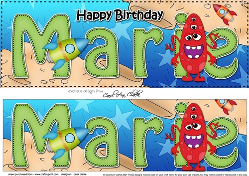 Large DL Happy Birthday MARIE 3D decoupage