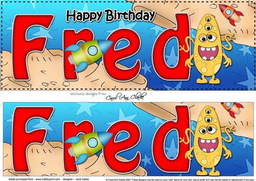 Large DL Happy Birthday FRED 3D decoupage
