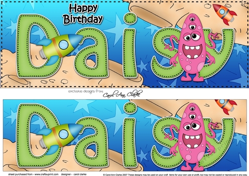 Large DL Happy Birthday DAISY 3D decoupage