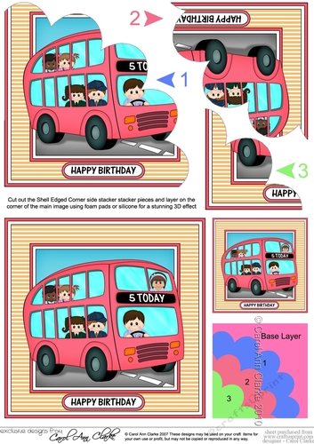 BIRTHDAY AGE BUS - 5 TODAY Shell Edged Corner Side Stacker