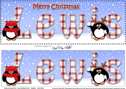 Large DL Merry Christmas LEWIS 3D decoupage 