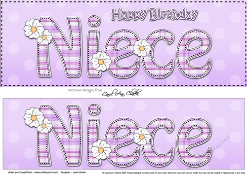 Large DL Happy Birthday NIECE 3D decoupage