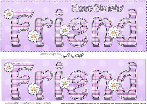 Large DL Happy Birthday FRIEND 3D decoupage