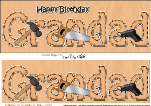 Large DL Happy Birthday GRANDAD 3D decoupage