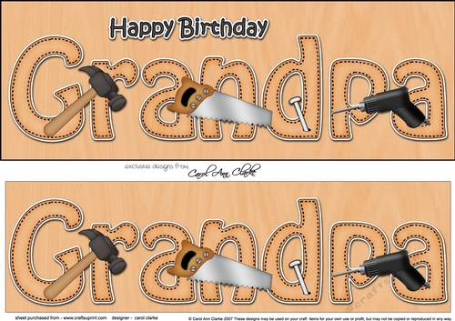 Large DL Happy Birthday GRANDPA 3D decoupage