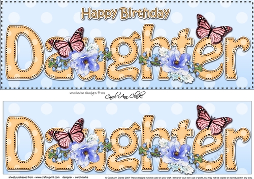 Large DL Happy Birthday DAUGHTER 3D decoupage
