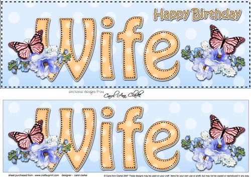 Large DL Happy Birthday WIFE 3D decoupage