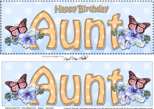 Large DL Happy Birthday AUNT 3D decoupage