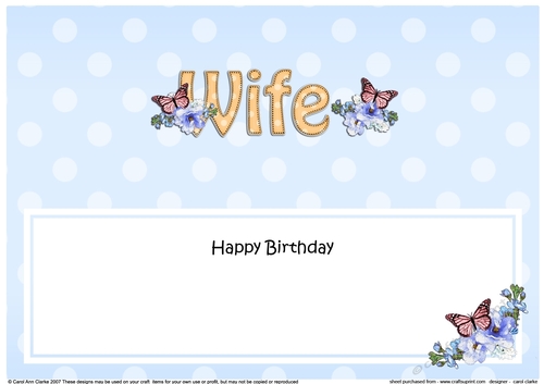 Large DL Happy Birthday WIFE insert