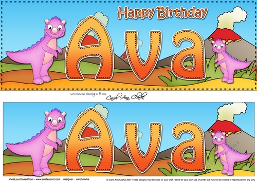 Large DL Happy Birthday AVA 3D decoupage