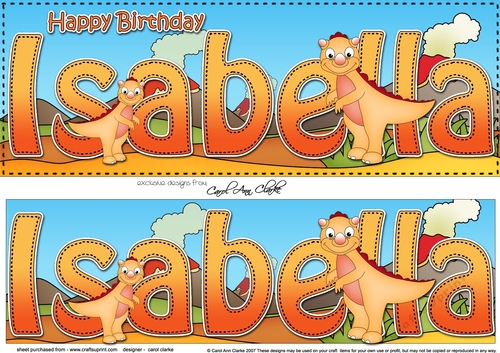 Large DL Happy Birthday ISABELLA 3D decoupage