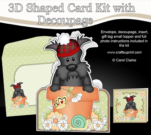 3D Shaped Card  Kit - Flowerpot Friends - Little Scottie Dog Hamish