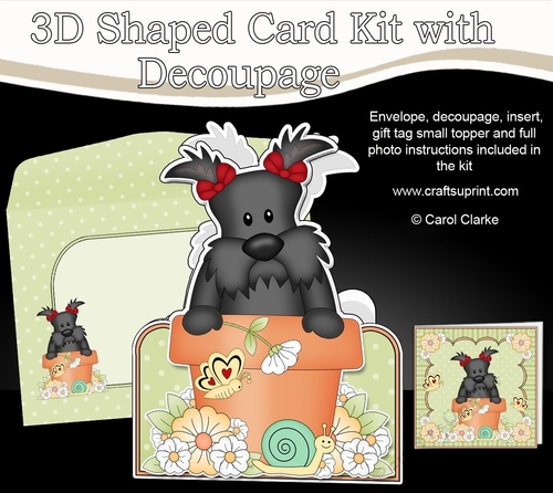 3D Shaped Card  Kit - Flowerpot Friends - Little Scottie Dog Maisie