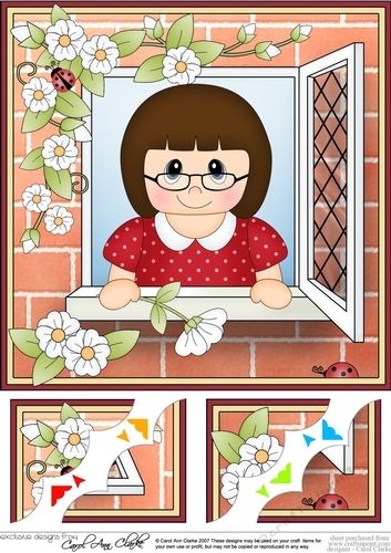 8 x 8 Scalloped Corner Topper - Through the Window - Lady