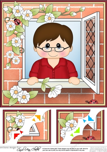 8 x 8 Scalloped Corner Topper - Through the Window - Man