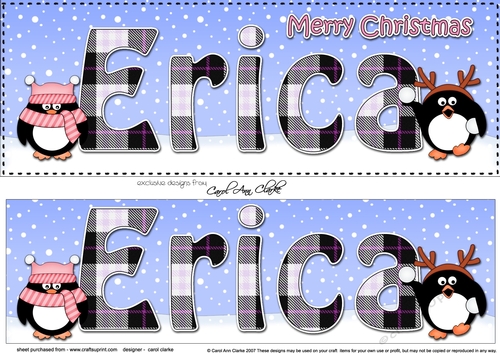 Large DL Merry Christmas ERICA 3D decoupage 