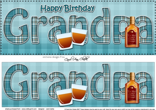 Large DL Happy Birthday GRANDPA 3D decoupage