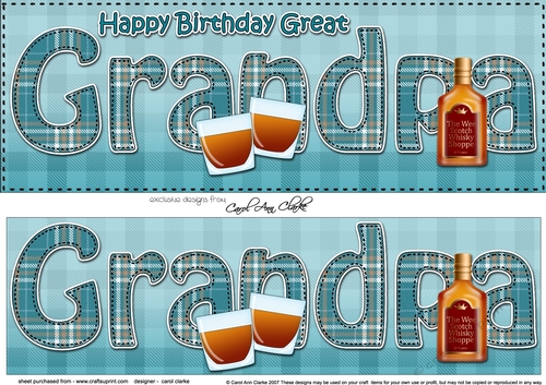 Large DL Happy Birthday GREAT GRANDPA 3D decoupage
