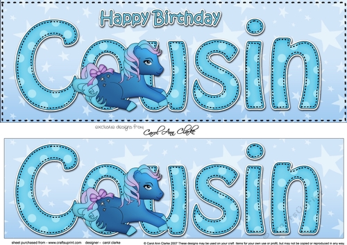 Large DL Happy Birthday COUSIN 3D decoupage