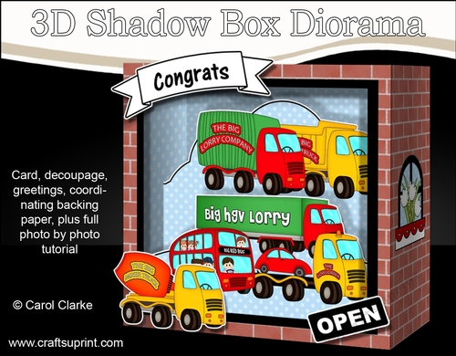 3D Shadow Box Card Mini Kit  -  Big Wheels Model Trucks & Trailers Shop