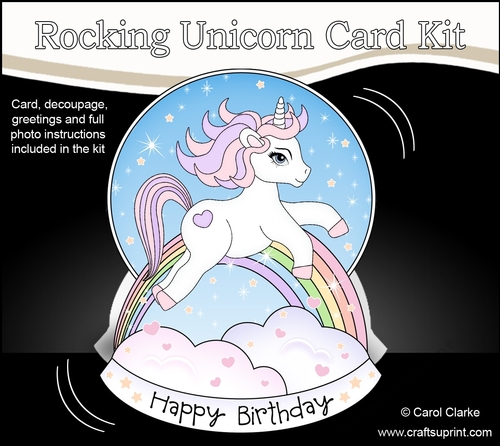 3D Shaped Rocking Card Mini Kit  -  Cute Little Unicorn Sparkle