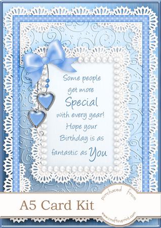 A5 Birthday Lace and Pearls Kit with 3D Decoupage