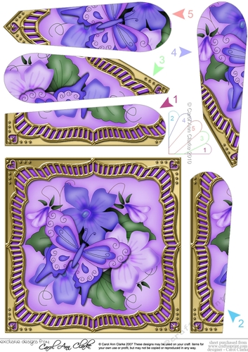 Flowers & Butterfly in a Gold Frame Fan Pyramage Topper