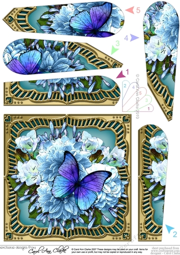 Flowers & Butterfly in a Gold Frame Fan Pyramage Topper